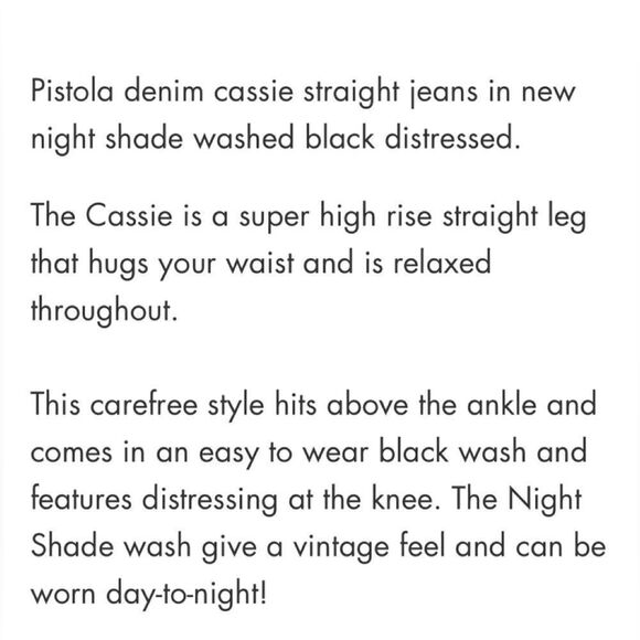 Pistola Cassie High Rise Classic Straight Jeans  distressed washed black NWT 33 - Picture 3 of 10